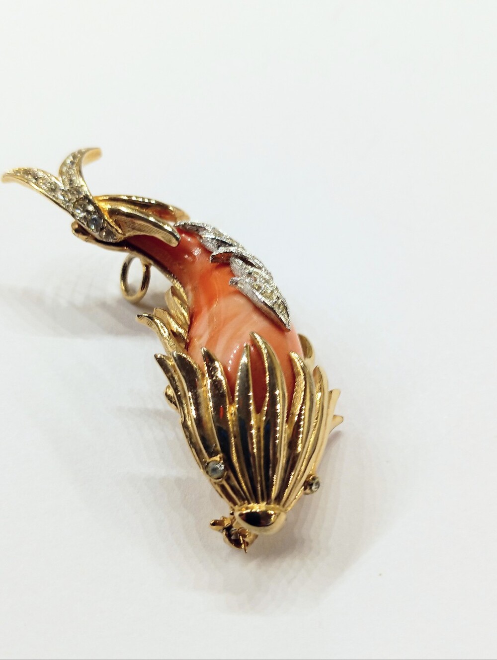 Vintage Koi Fish Rhinestone Brooch Pendant